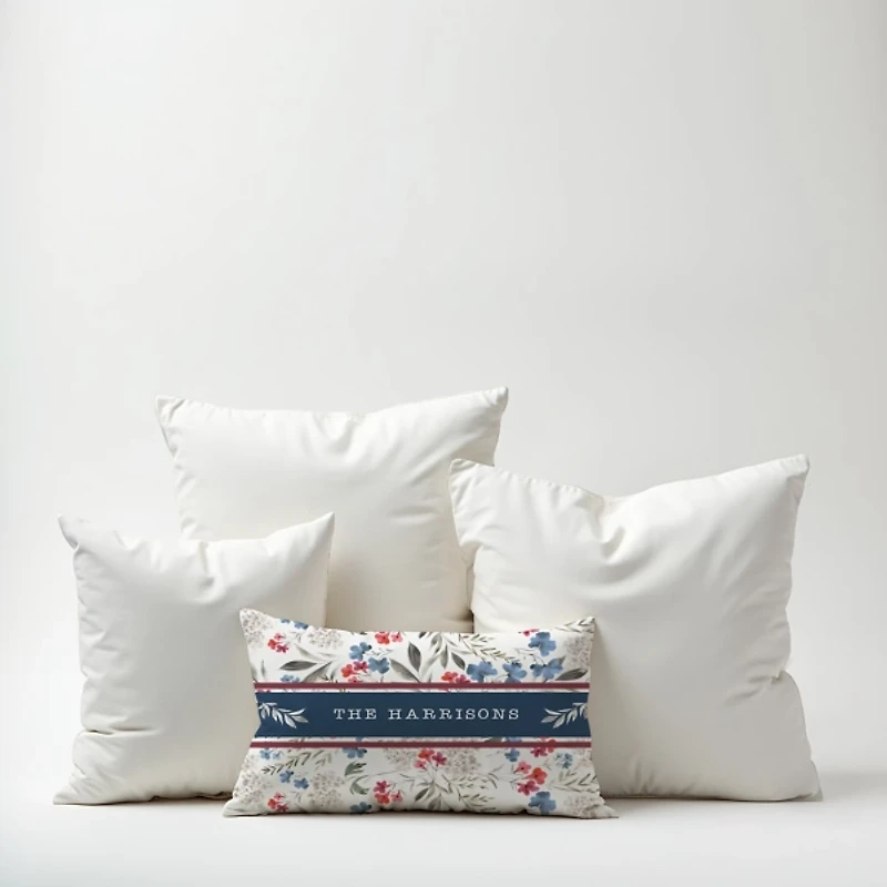 Personalized Patriotic Flowers Outdoor Pillow