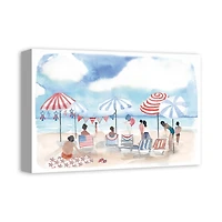 Red White and Blue Beach Day Canvas Art Print