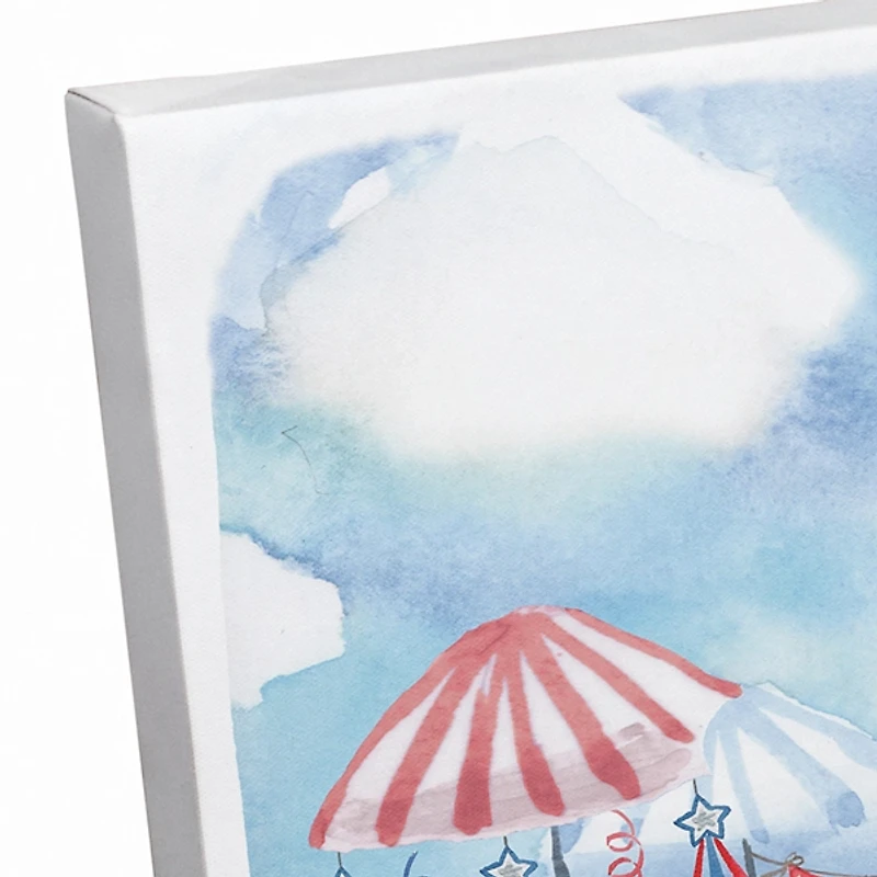 Red White and Blue Beach Day Canvas Art Print