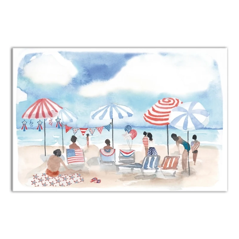 Red White and Blue Beach Day Canvas Art Print