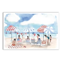 Red White and Blue Beach Day Canvas Art Print