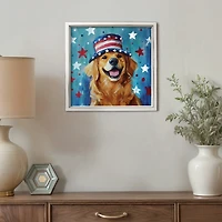 Patriotic Golden Retriever Framed Art Print