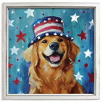 Patriotic Golden Retriever Framed Art Print