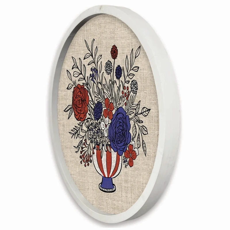 Red White and Blue Florals Framed Art Print