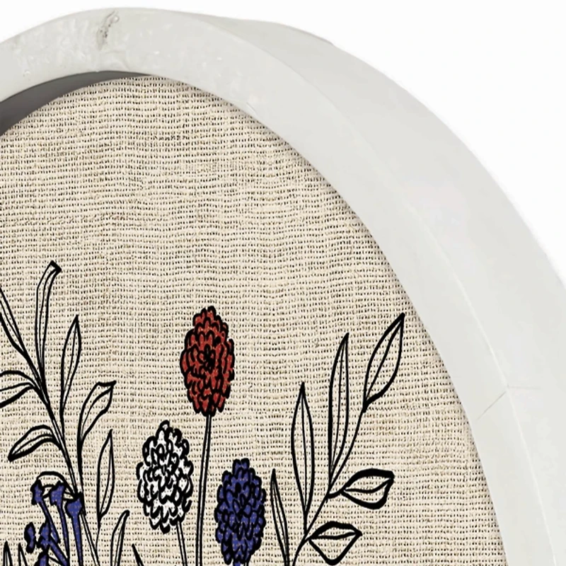 Red White and Blue Florals Framed Art Print