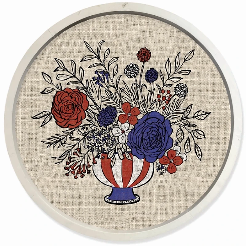 Red White and Blue Florals Framed Art Print