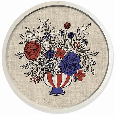 Red White and Blue Florals Framed Art Print
