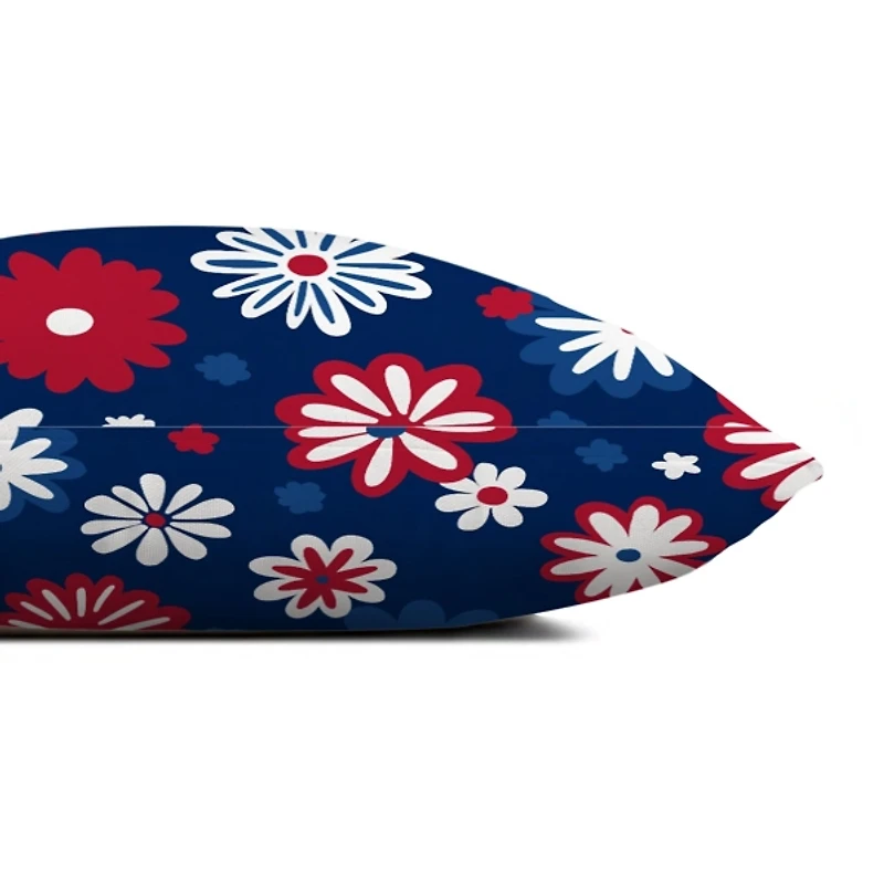 Patriotic Flower Doodle Outdoor Pillow
