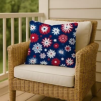Patriotic Flower Doodle Outdoor Pillow