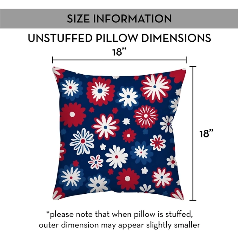 Patriotic Flower Doodle Outdoor Pillow