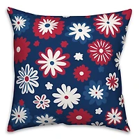 Patriotic Flower Doodle Outdoor Pillow
