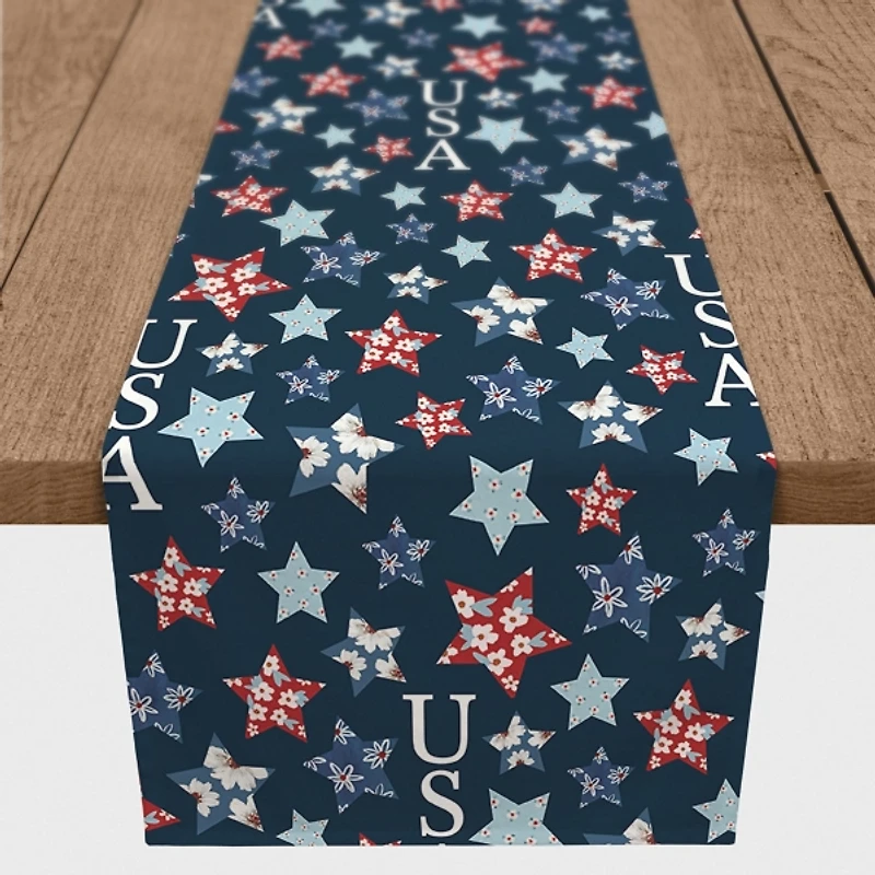 Floral Stars USA Table Runner, 90 in.