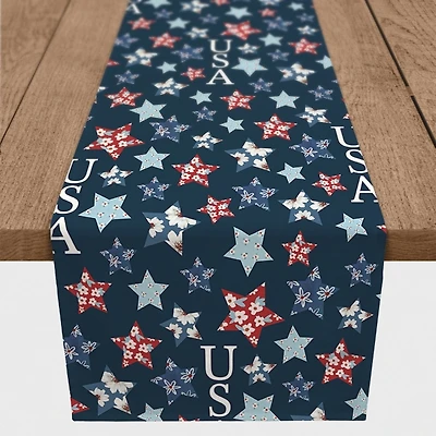 Floral Stars USA Table Runner, 90 in.