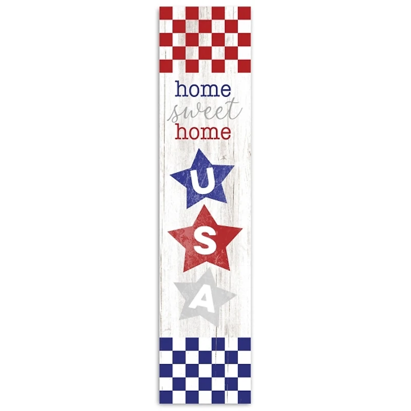Home Sweet Home USA Checkered Porch Board