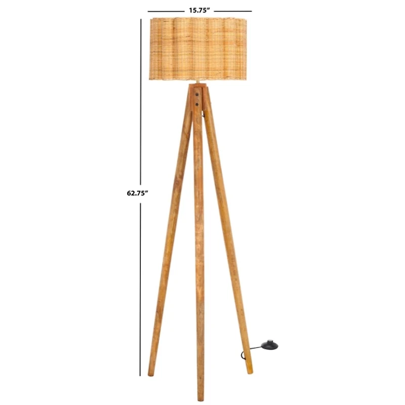 Natural Wood & Cane Priscilla Floor Lamp