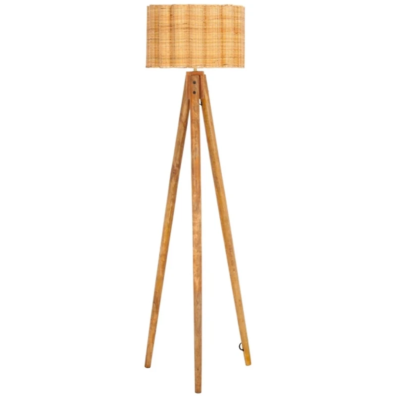 Natural Wood & Cane Priscilla Floor Lamp