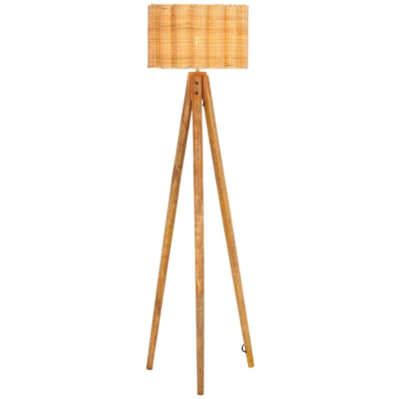 Natural Wood & Cane Priscilla Floor Lamp