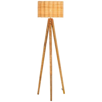 Natural Wood & Cane Priscilla Floor Lamp