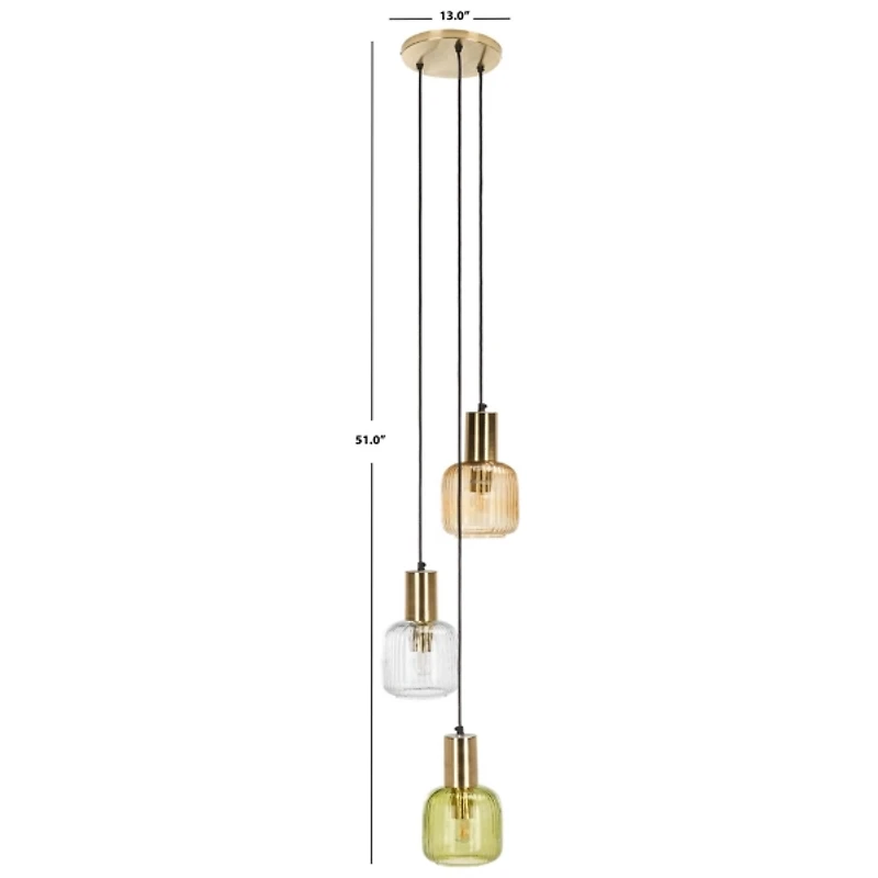 Gold Metal Letha 3-Tier Glass Pendant Light