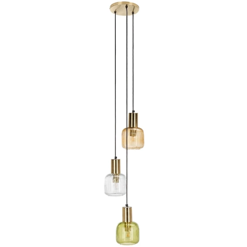 Gold Metal Letha 3-Tier Glass Pendant Light