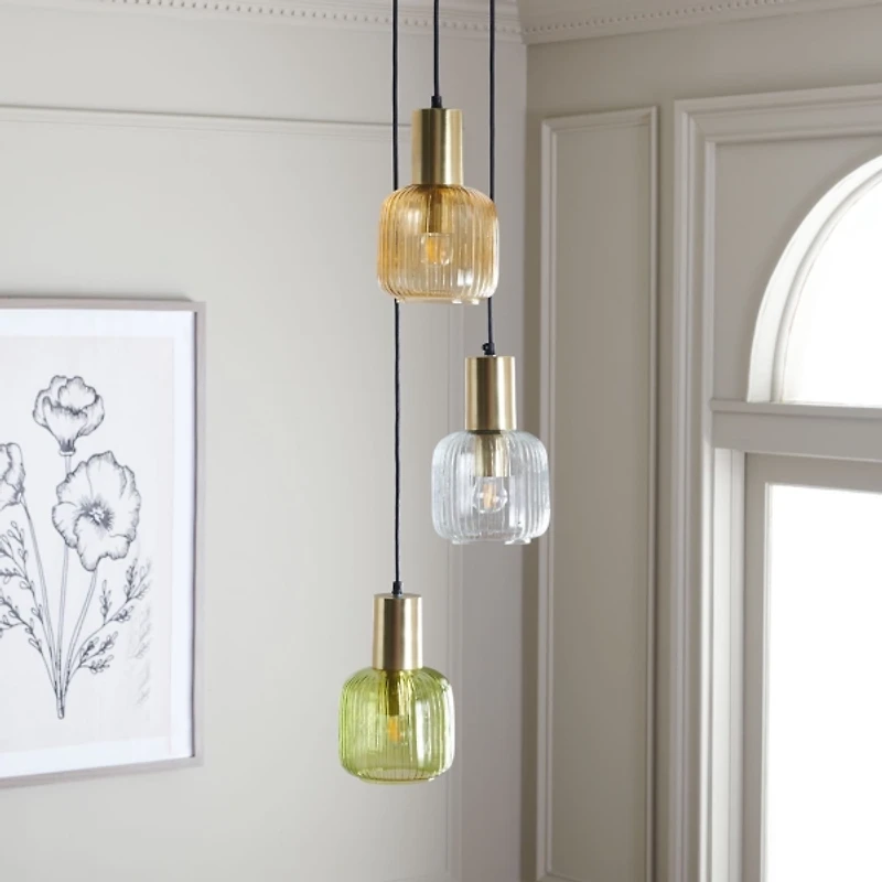 Gold Metal Letha 3-Tier Glass Pendant Light