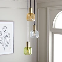 Gold Metal Letha 3-Tier Glass Pendant Light