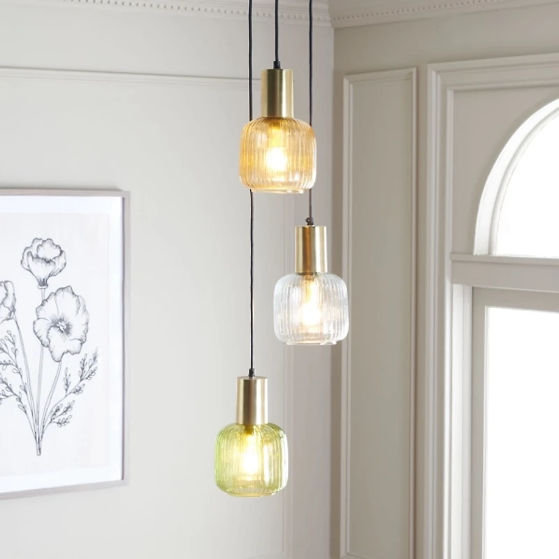 Gold Metal Letha 3-Tier Glass Pendant Light