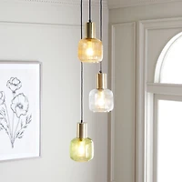 Gold Metal Letha 3-Tier Glass Pendant Light