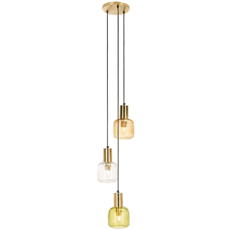 Gold Metal Letha 3-Tier Glass Pendant Light
