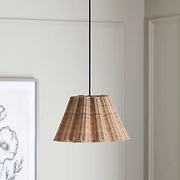 Natural Cane Ruffle Pendant Light