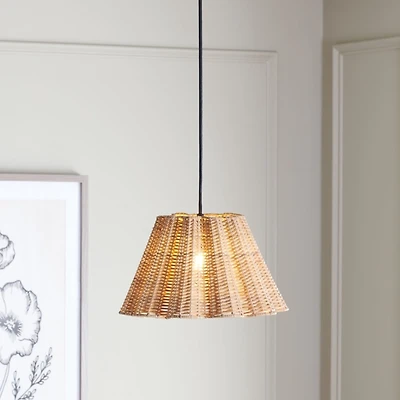 Natural Cane Ruffle Pendant Light