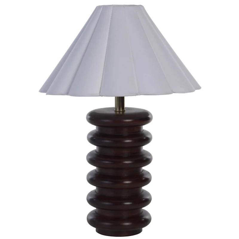 Walnut Wood Stacked Almeda Table Lamp