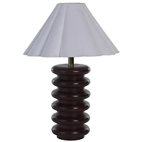 Walnut Wood Stacked Almeda Table Lamp