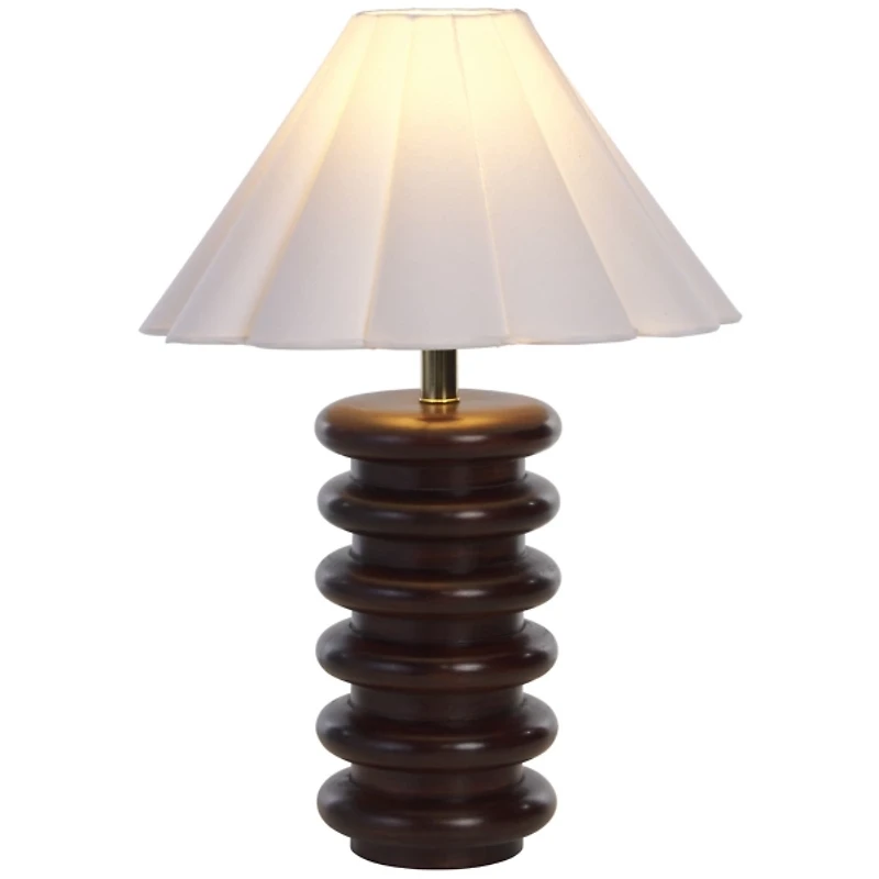 Walnut Wood Stacked Almeda Table Lamp
