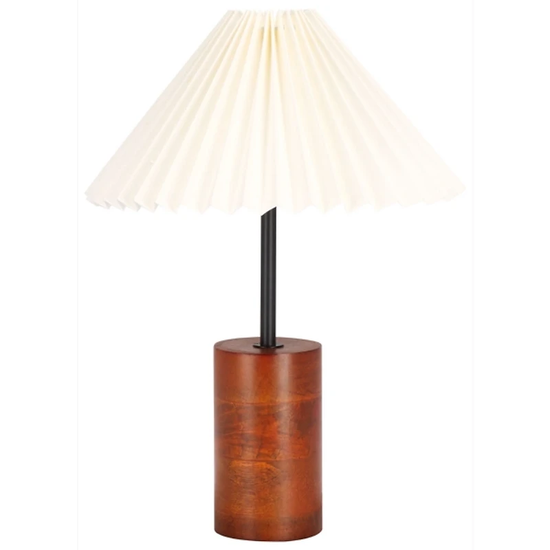 Walnut Wood Cylinder Mattie Table Lamp