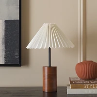 Walnut Wood Cylinder Mattie Table Lamp