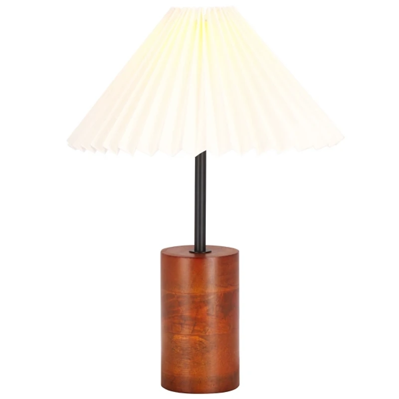 Walnut Wood Cylinder Mattie Table Lamp