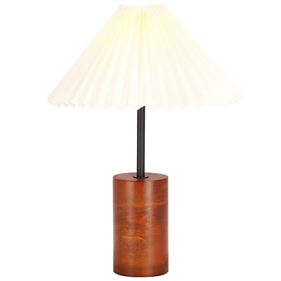 Walnut Wood Cylinder Mattie Table Lamp