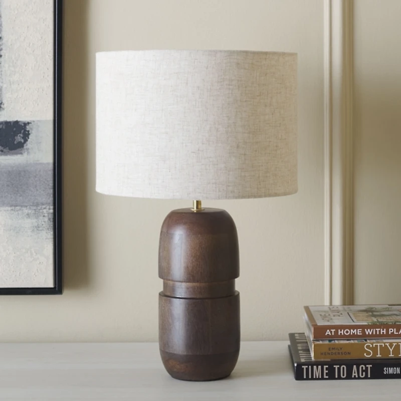 Brown Wood Pearle Table Lamp