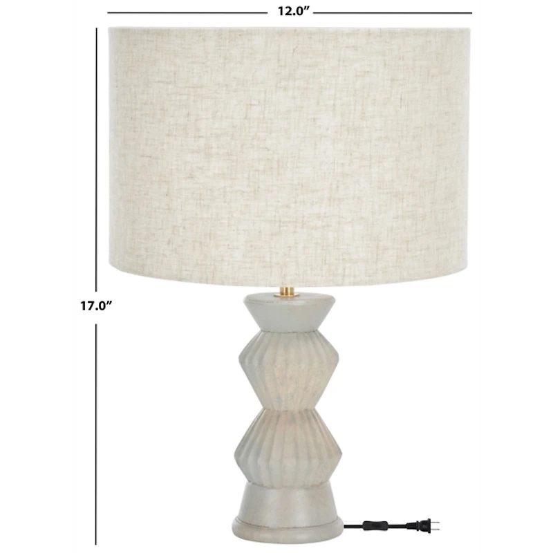 Gray Wood Dahlia Table Lamp