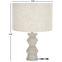 Gray Wood Dahlia Table Lamp