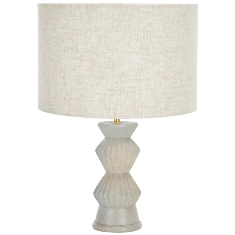 Gray Wood Dahlia Table Lamp