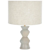 Gray Wood Dahlia Table Lamp