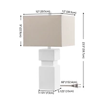 White Square Stacked Zoe Table Lamp