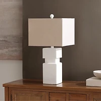 White Square Stacked Zoe Table Lamp