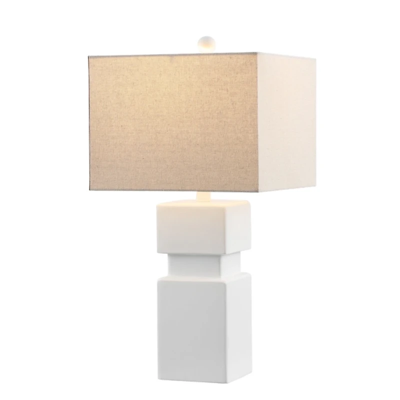 White Square Stacked Zoe Table Lamp