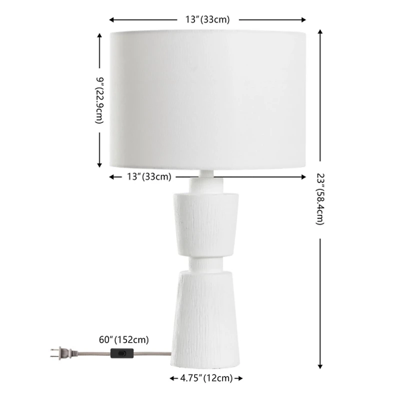 White Resin Nikki Table Lamp
