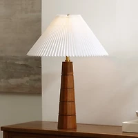 Brown Tapered Table Lamp with Pleated Empire Shade