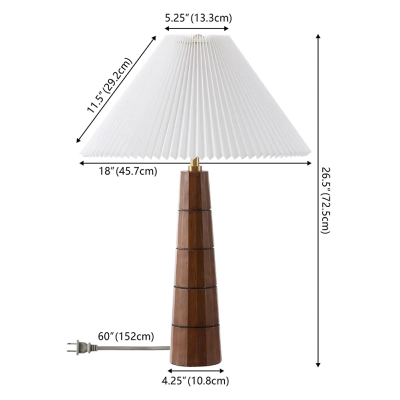Brown Tapered Table Lamp with Pleated Empire Shade