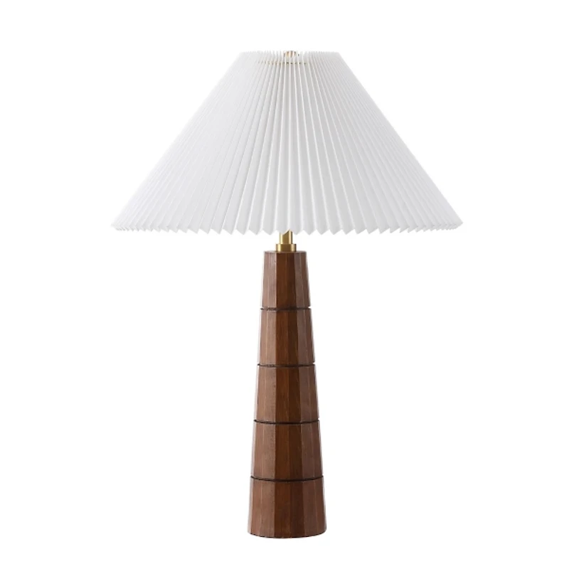 Brown Tapered Table Lamp with Pleated Empire Shade